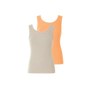 esmara® Dámské vroubkované tílko s BIO bavlnou, 2 kusy (oranžová/šedá, L(44/46))